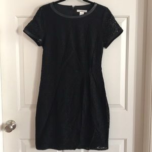 Little lace black dress w vegan leather trim